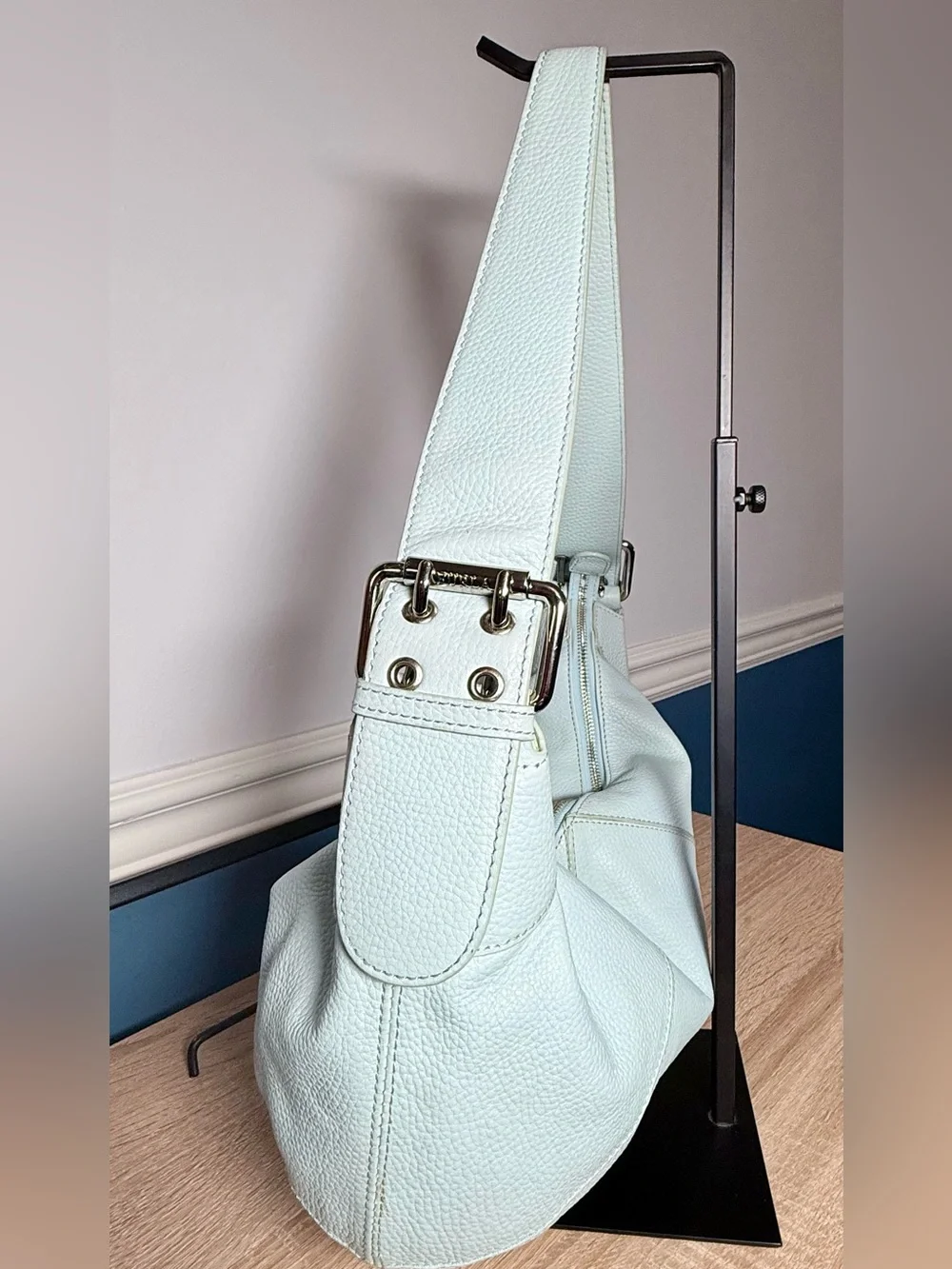 Furla Light Blue Pebbled Leather Shoulder Bag | ✨ | 2000s–Early 2010s ✨ - Picture 3 of 8